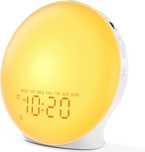 JALL Sunrise Alarm Clock White Noise Machine with 25 Nature Sleep Sounds, Fully Dimmable C